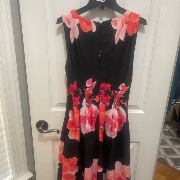 Calvin Klein Black and Pink Floral Midi Dress - Picture 6 of 15